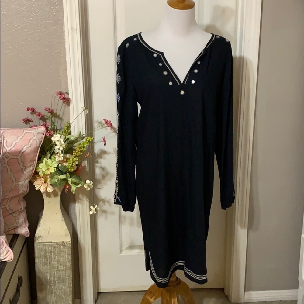 Velvet Anthropologie black vneck tunic size S